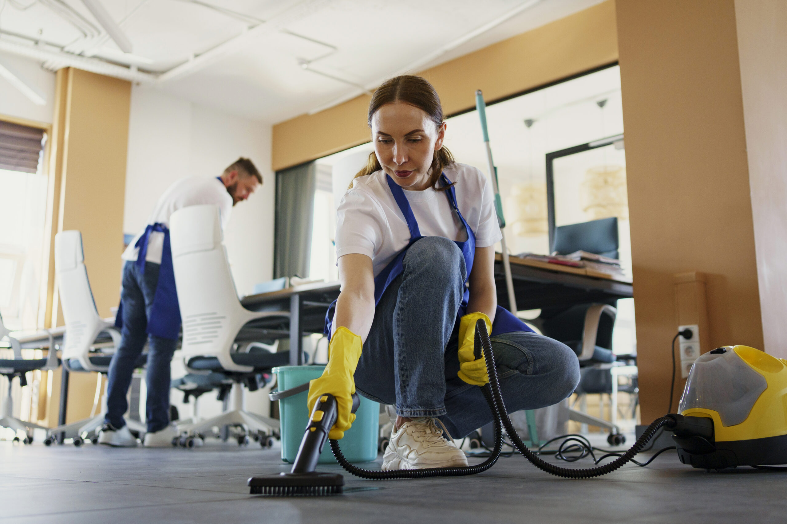 team performing domestic cleaning in kingsteignton